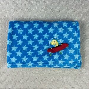 Le Bebe Favorite Alien Spaceship Baby Blanket Blue Stars Red UFO Flying Saucer